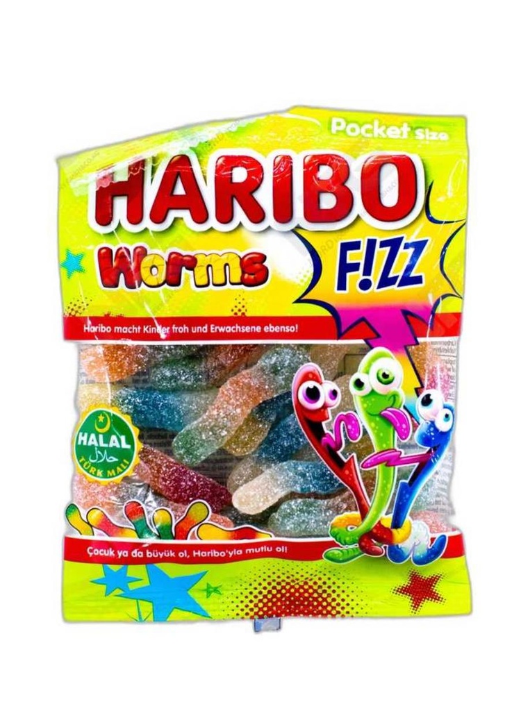 Helal Haribo Sour Fizz Worms (30x80Gr)