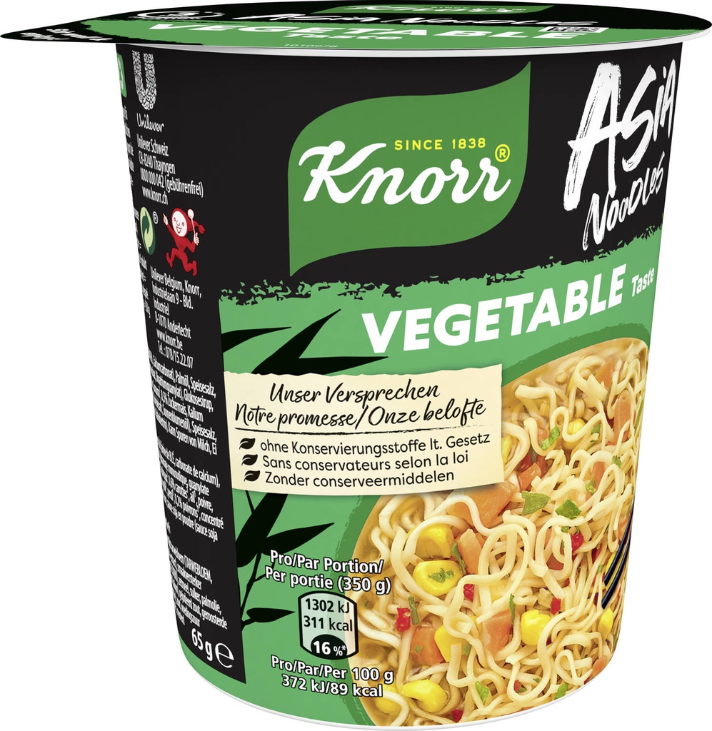Knorr Snack Becher Asia Noodle Vegetarisch (8x65Gr)
