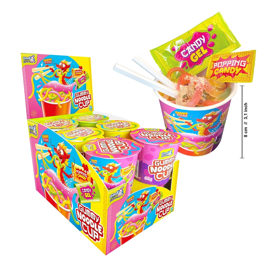 SWEET FLASH GUMMY NOODLE CUP (12 X 65GR)