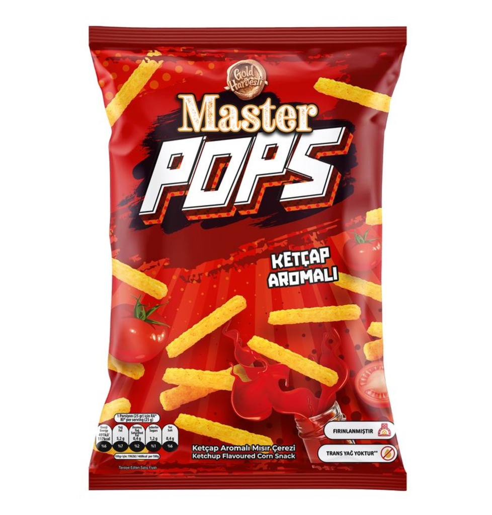Master Pops Ketçap Aromali Misir Cipsi (90gr X 16)