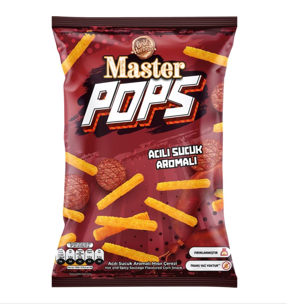 Master Pops Acili Sucuk Aromali Misir Cipsi (90gr X 16)