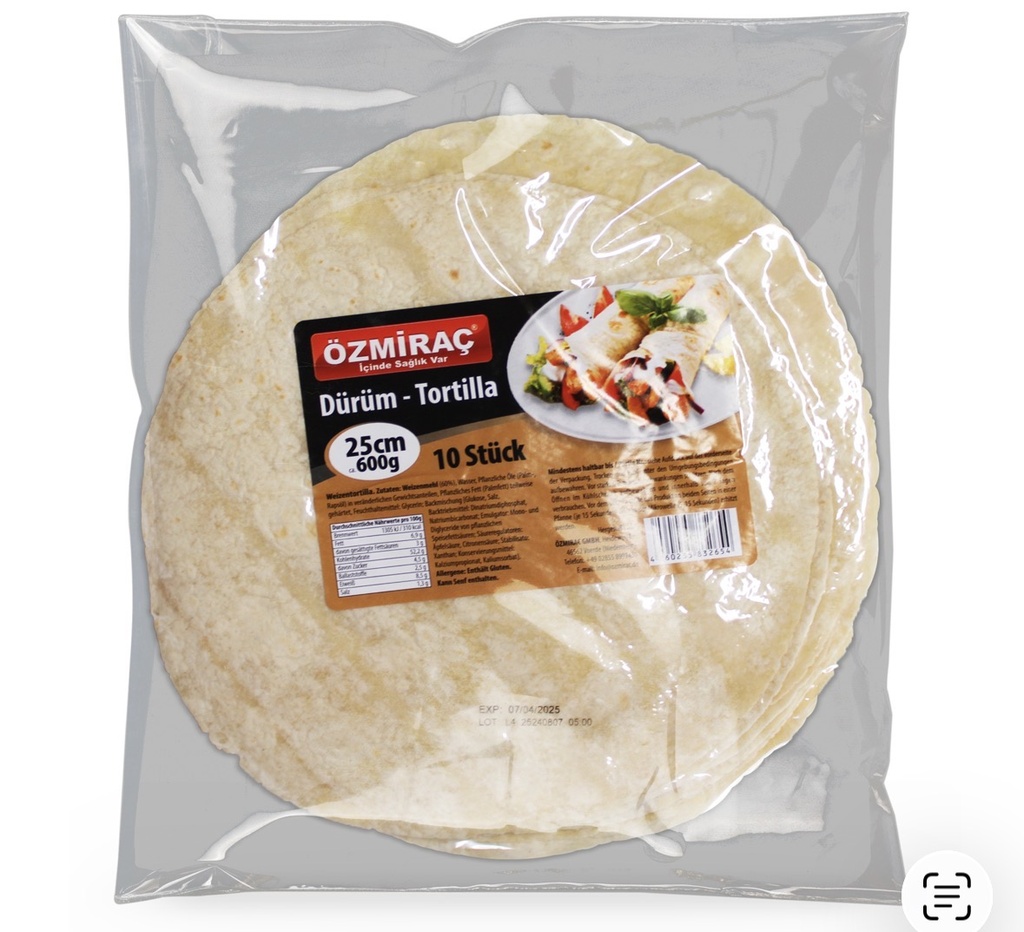 OZMIRAC DURUM 25CM X 10 ST X 600 GR
