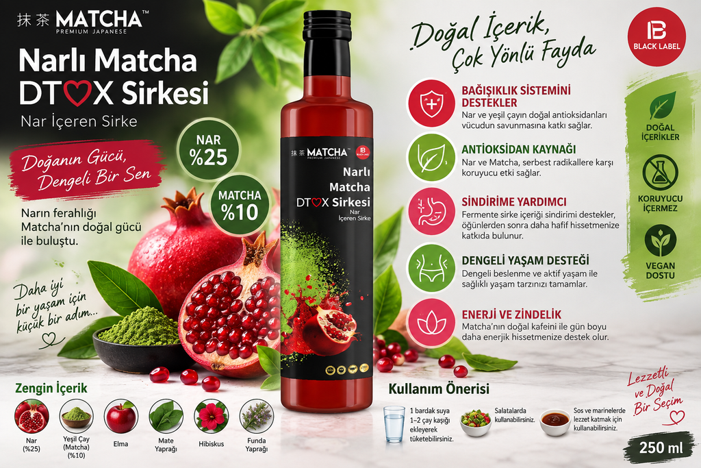 Matcha Narlı Matchalı Detox Sirkesi 250 ml (18 X 250ML)