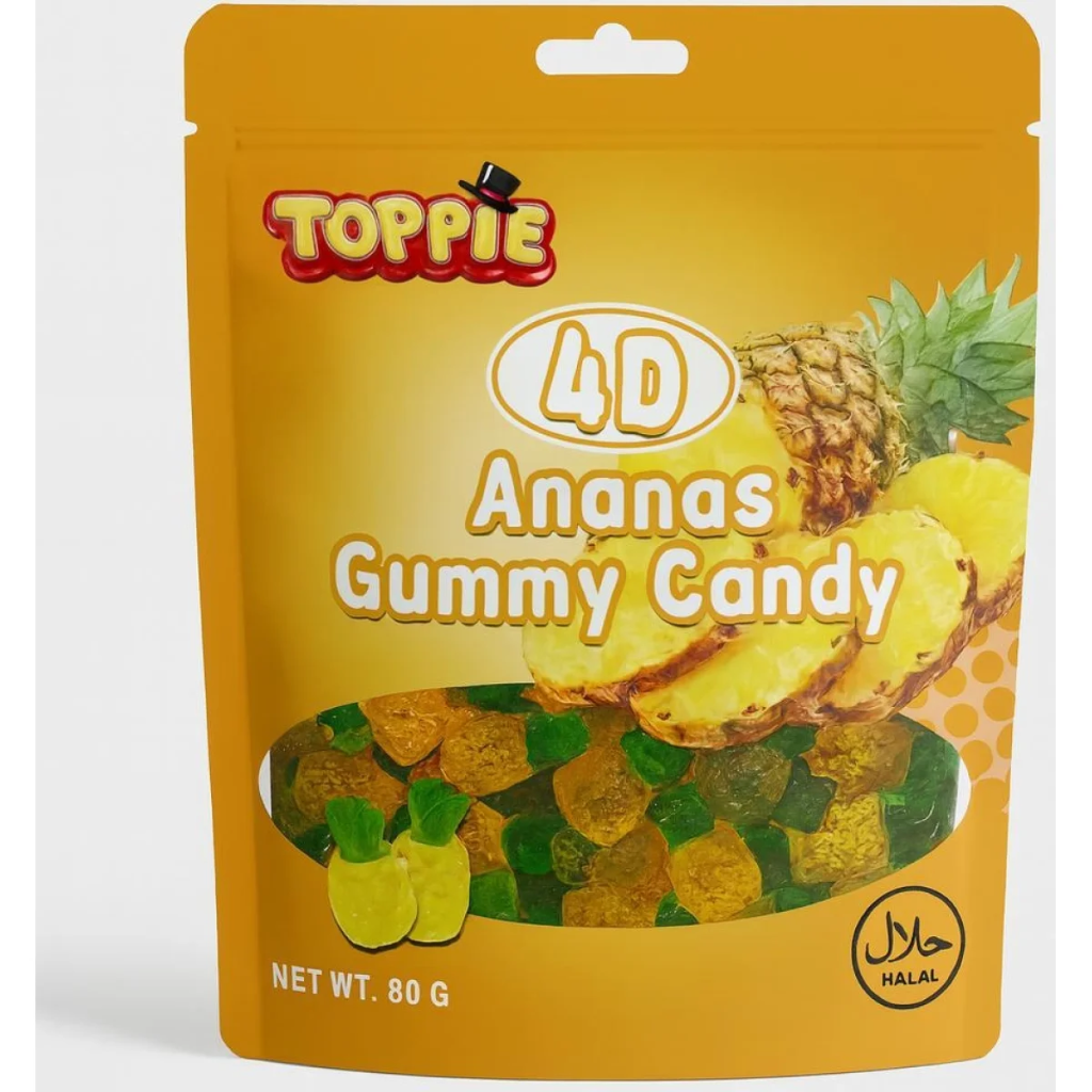 TOPPIE 4D ANANAS GUMMY CANDY (80GR X 16)