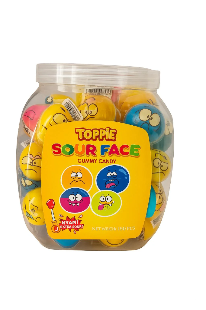 TOPPIE SOUR FACE GUMMY CANDY 50'LI